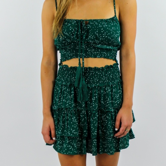 Kayla's Armoire Green Polka Dot Skirt Set Size Large - Picture 1 of 3